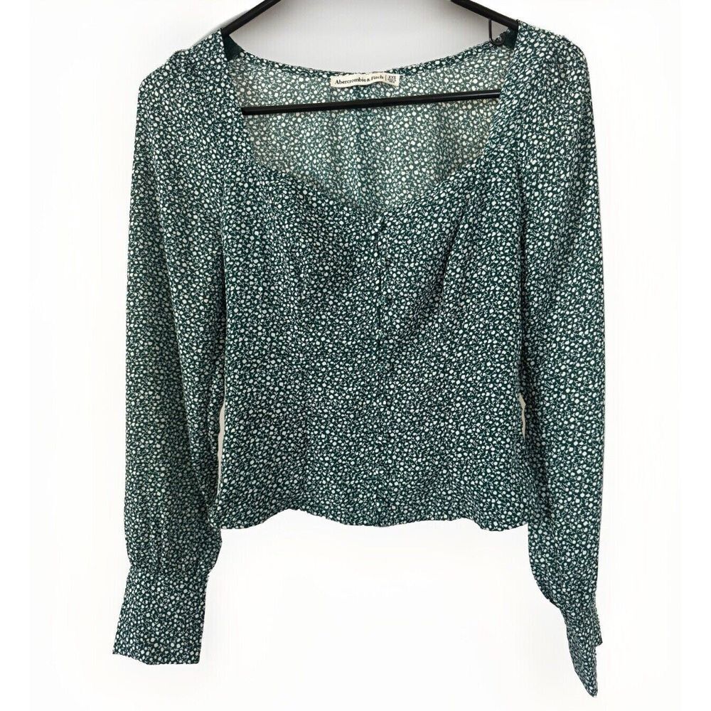 Abercrombie And Fitch Long Sleeve Button Through V-Neck Top Size XXS